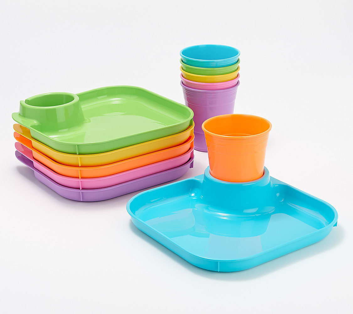 GreatPlate 12-Piece Square Food and Beverage Serving Set – Brights